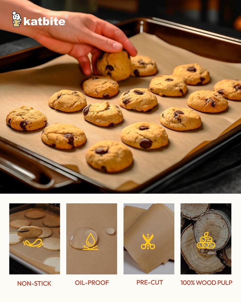 Katbite 200Pcs 9x13 inch Heavy Duty Unbleached Parchment Paper, Parchment Paper Sheets for Baking Cookies, Cooking, Frying, Air Fryer, Grilling Rack, Oven(9x13 Inch) - Image 4